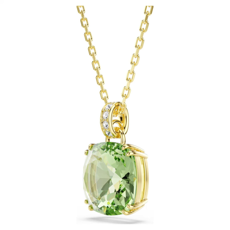 Millenia drop earrings Cushion cut, Green, 18K gold finish